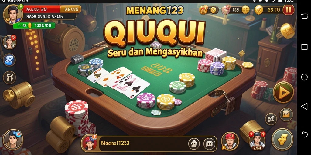 Screenshot MENANG123 menunjukkan pertarungan seru dalam permainan QiuQiu.