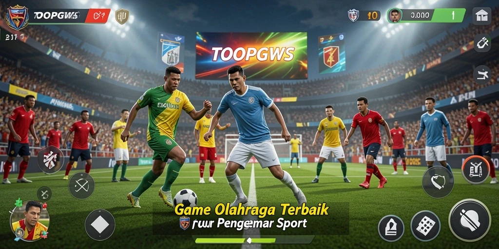 Tampilan gameplay TOOPGWS dengan aksi olahraga yang mendebarkan.