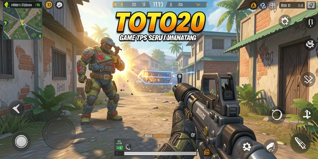 Screenshot gameplay TOTO20 menampilkan aksi seru dalam pertempuran TPS.